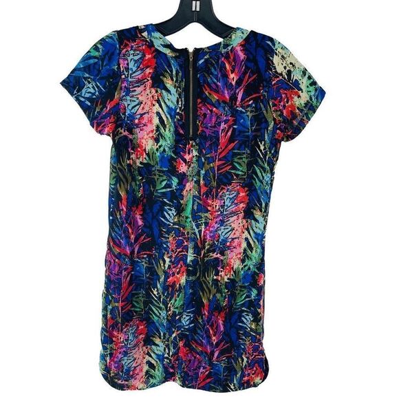 Japna Women's Shift Dress Forest Jungle palms Pattern Blouson Mini Multicolor Si - Picture 2 of 11